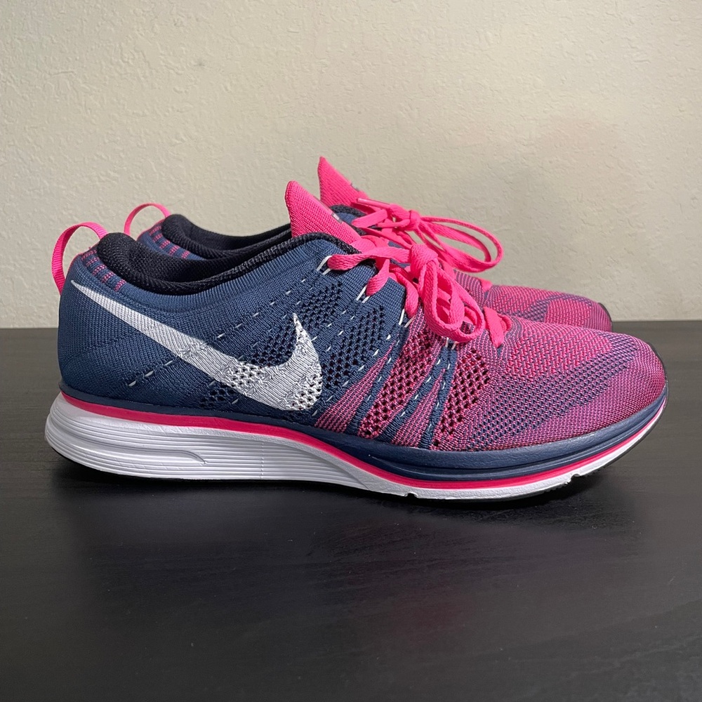 Nike Flyknit Trainer+ Sauadron Blue Pink Size 10